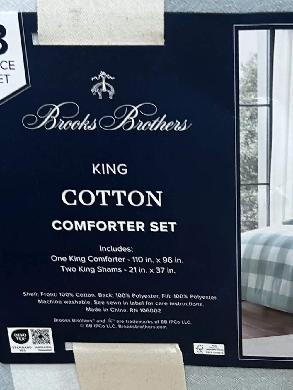 Brooks Brothers King Green Plaid Cotton Comforter Set 110”x96”